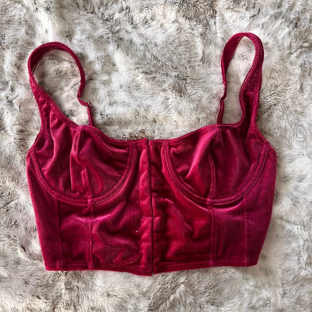 Hot pink cropped bustier top, Urban Outfitters